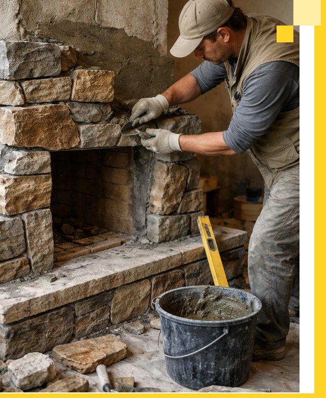 Изготовление и установка каменных каминов под ключ в Коркине