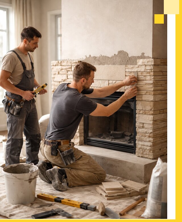 Установка и монтаж каминов для загородного дома в Коркине