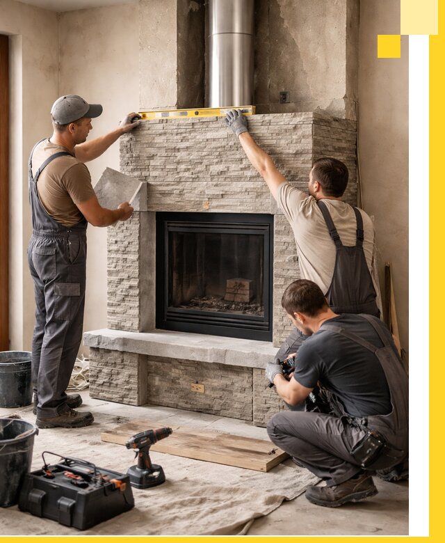 Профессиональный монтаж каминов под ключ в Коркине для дома