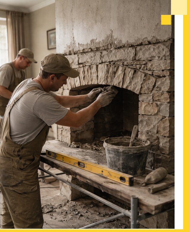 Изготовление каминов под ключ в Коркине, монтаж и отделка