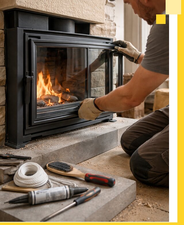 Производство, монтаж и доставка каминов со стеклом в Коркине