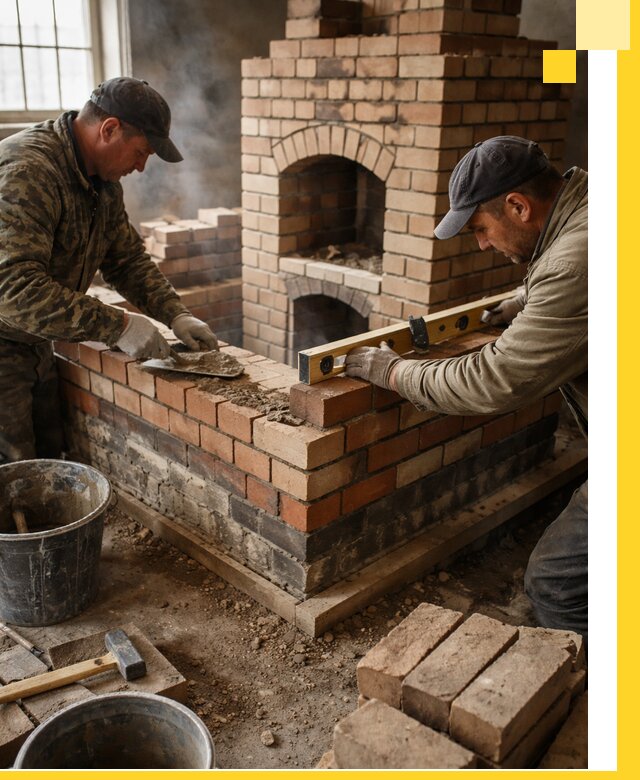 Изготовление и монтаж печей и каминов из кирпича в Коркине