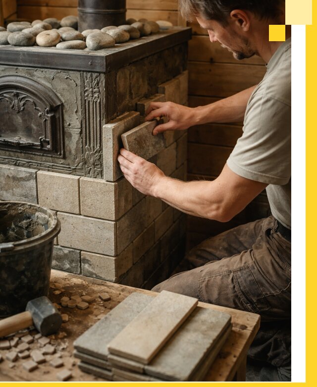 Облицовка банных печей в Коркине профессиональная отделка