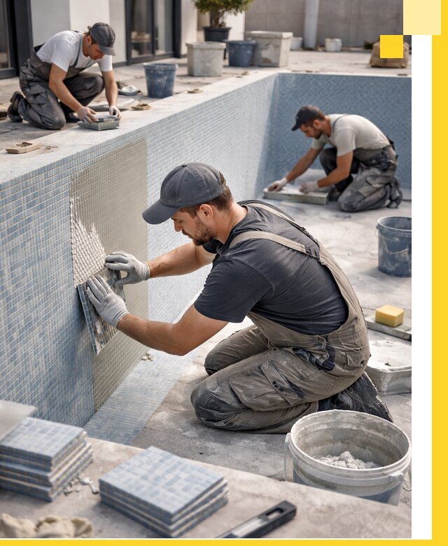 Облицовка бассейнов в Коркине плитка мозаика гидроизоляция