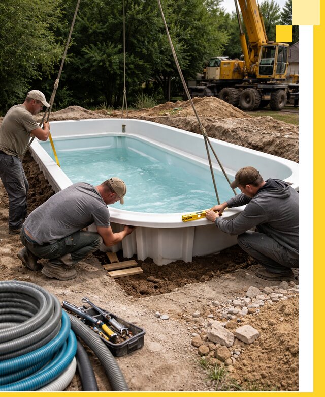 Установка и монтаж композитных бассейнов под ключ в Коркине