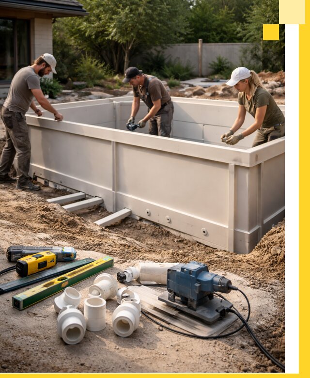 Установка полипропиленовых бассейнов под ключ в Коркине