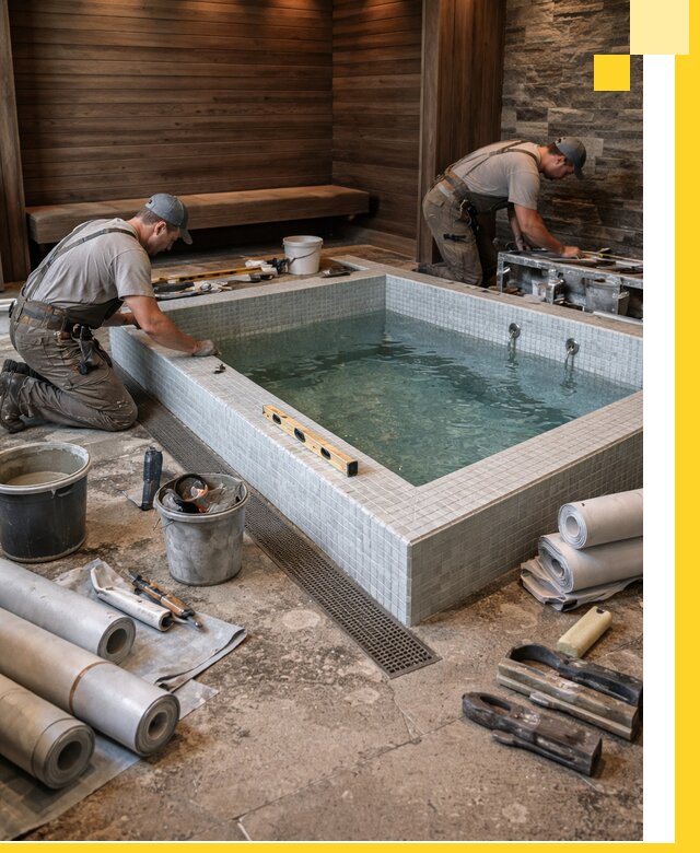 Установка и строительство бассейнов для сауны в Коркине