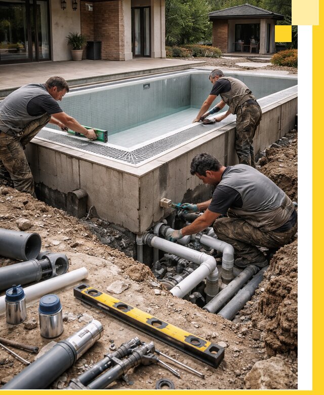 Строительство переливных бассейнов в Коркине под ключ