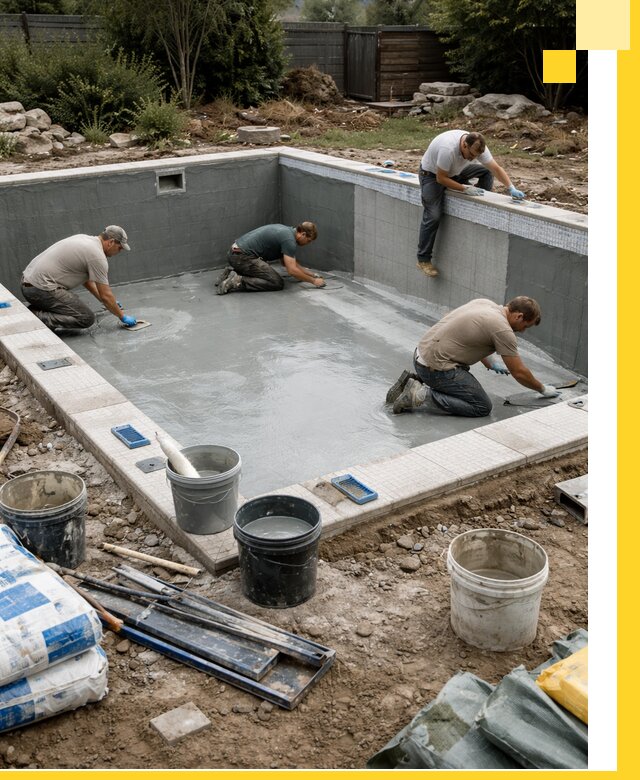 Изготовление и монтаж чаши бассейна под ключ в Коркине