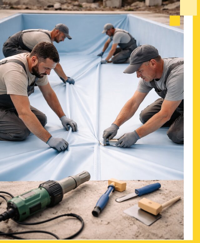 ПВХ пленка для бассейнов с монтажом и гарантией в Коркине