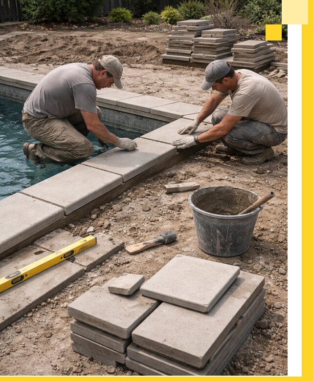 Установка и изготовление копингового камня для бассейнов в Коркине