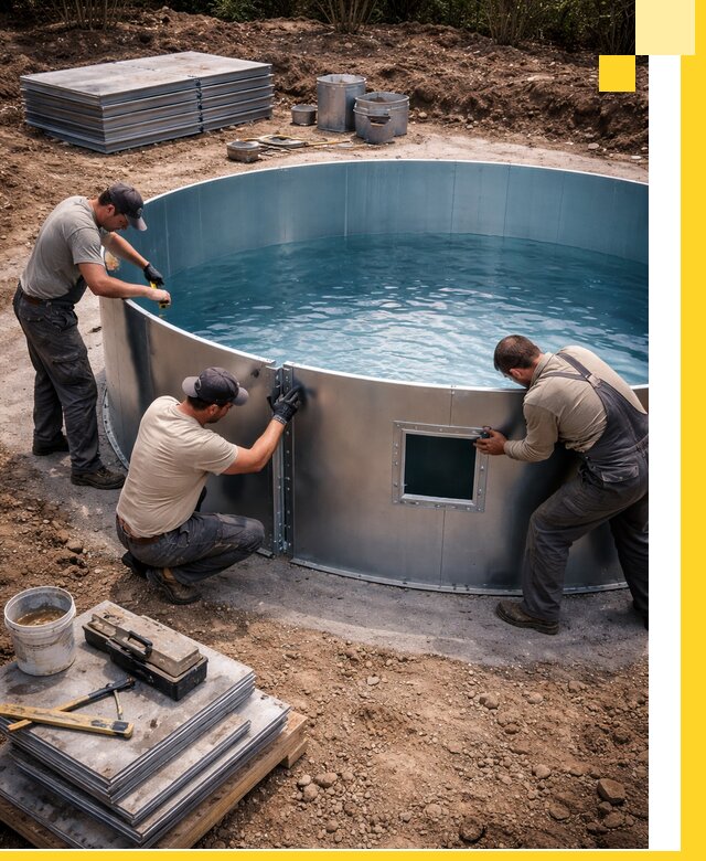 Круглые бассейны под ключ в Коркине проектирование и монтаж