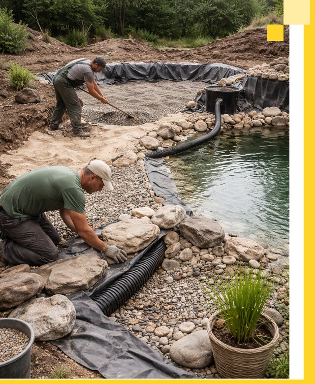 Строительство природных бассейнов и озер в Коркине под ключ