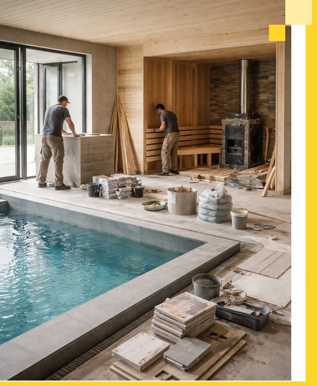 Проектирование и строительство бань с бассейном в Коркине