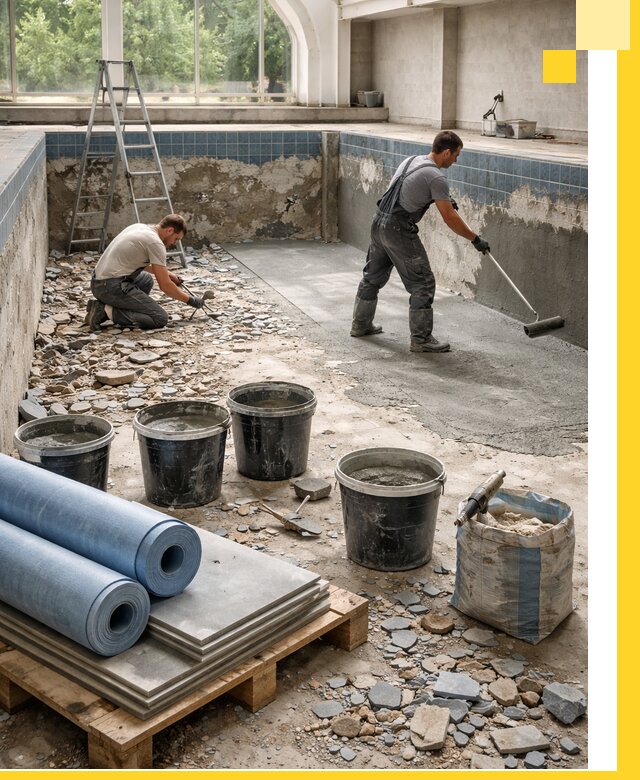 Реконструкция бассейнов в Коркине: ремонт, гидроизоляция