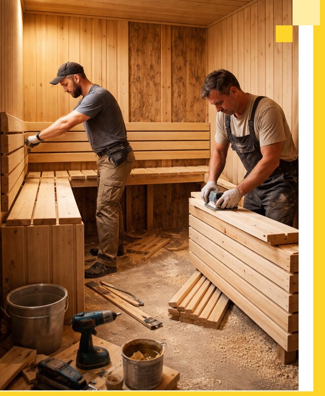 Профессиональный комплексный ремонт саун под ключ в Коркине
