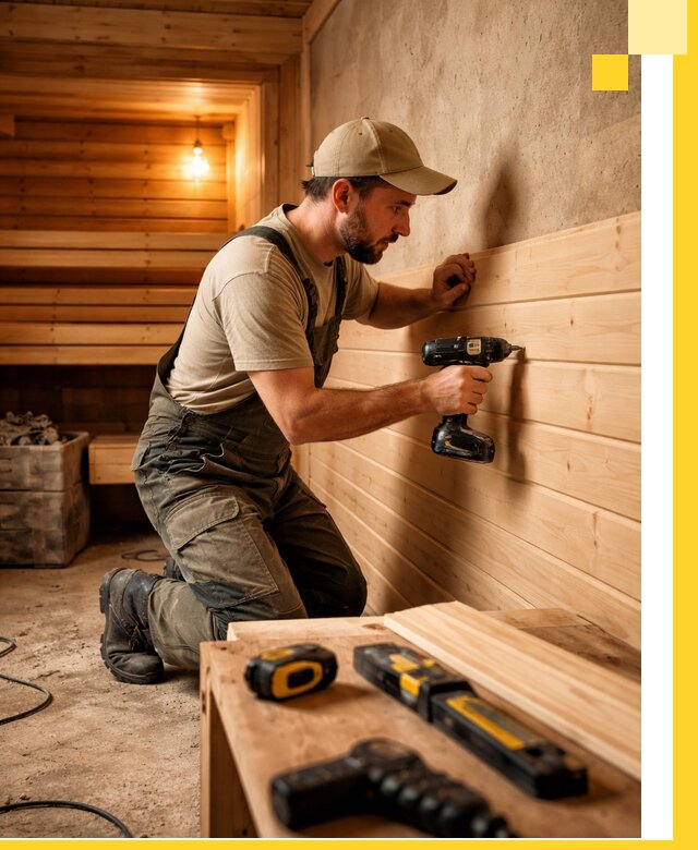 Профессиональная внутренняя отделка бани в Коркине под ключ