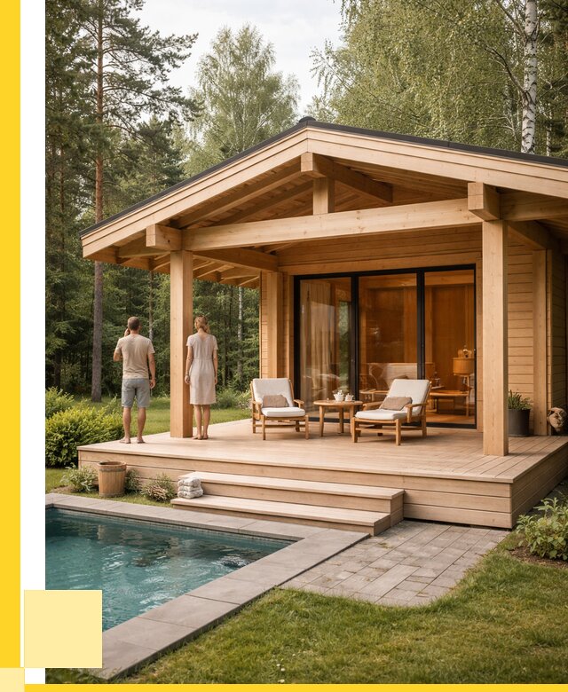 Бани с террасой под ключ в Коркине от 622860 р. | ЭриданКрк