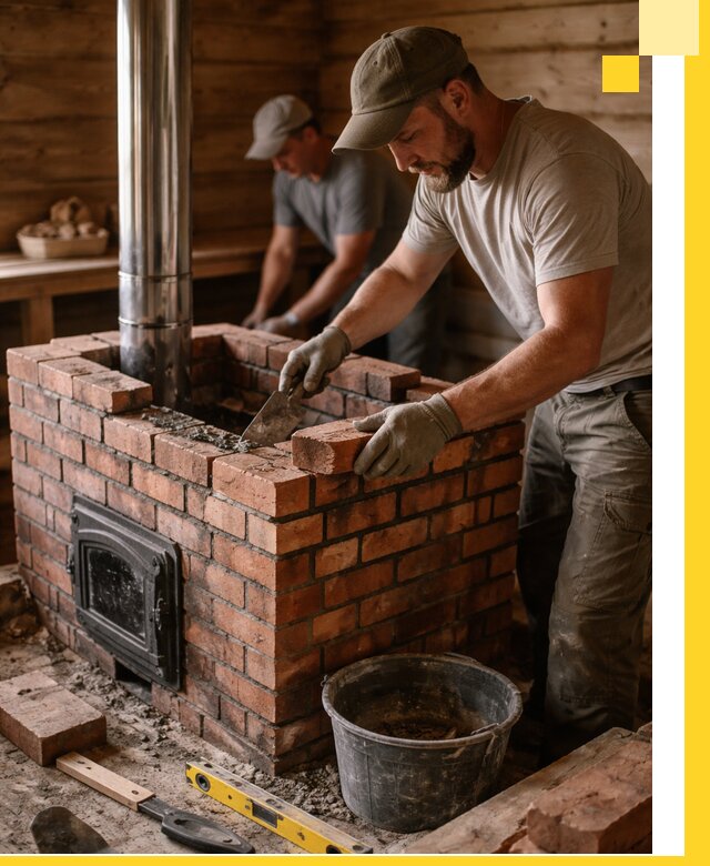 Кирпичные печи для бани под ключ в Коркине, проект и монтаж