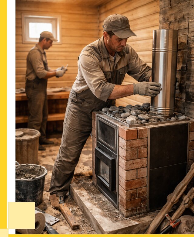 Монтаж печи в бане под ключ в Коркине от 20762 р. | ЭриданКрк