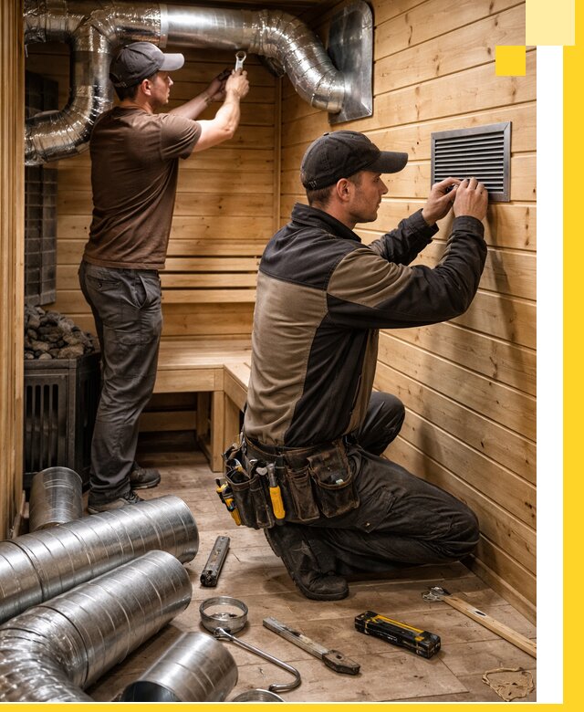 Проектирование и монтаж вентиляции бани в Коркине под ключ