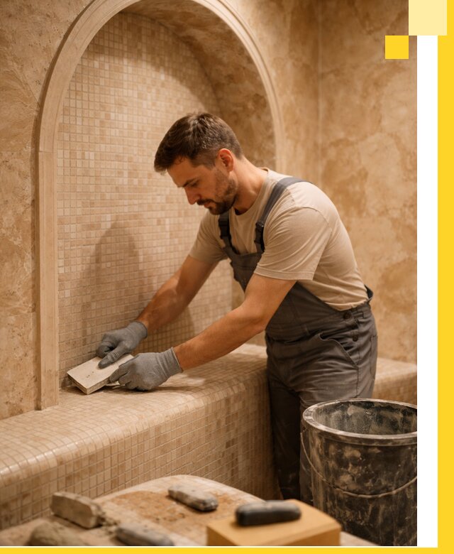 Профессиональная отделка хамамов с мозаикой под ключ в Коркине