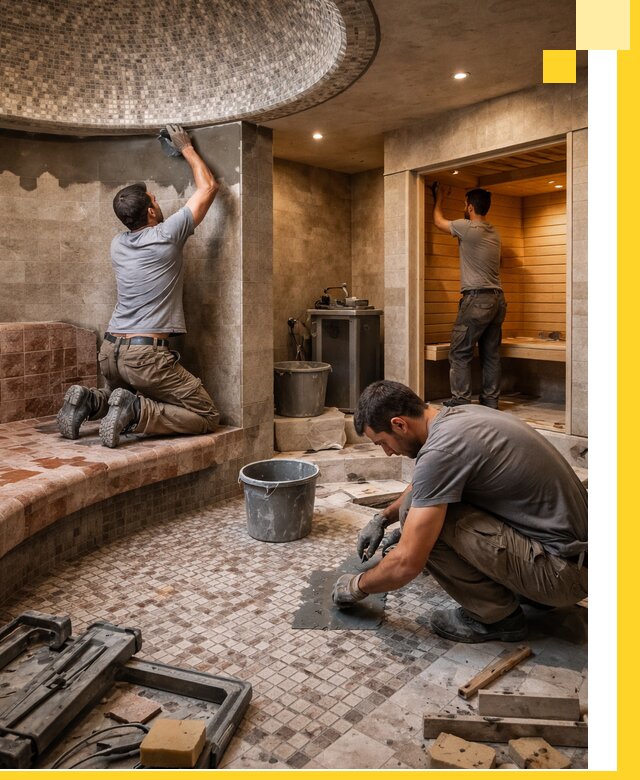 Проект и строительство хамама бани и сауны под ключ в Коркине