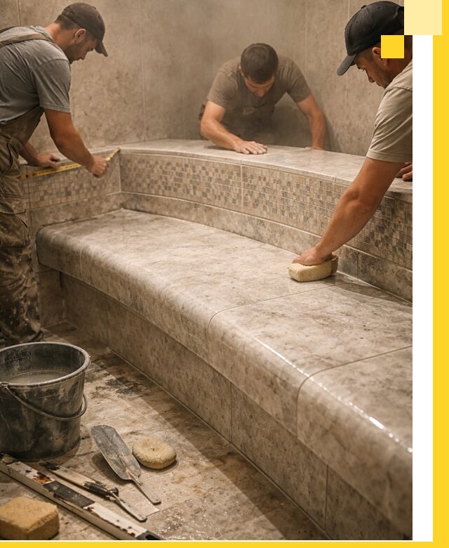 Изготовление и установка сидений для хамама в Коркине