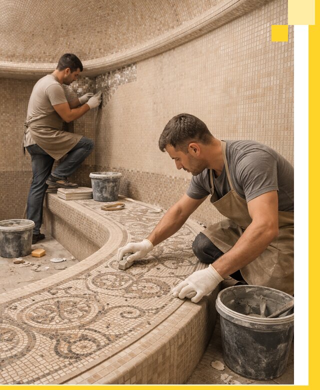 Плитка для хамама в Коркине, укладка, подбор и поставка